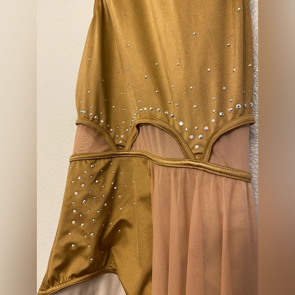 Weissman Dance Costume Lyrical Tan Gold Mesh Maxi Luminous 14529 Sa Adult — image 3 of 8